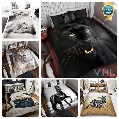 3D WILDLIFE DUVET COVER Animal Bedding Quilt Set Pillowcases Single Double King • £16.99