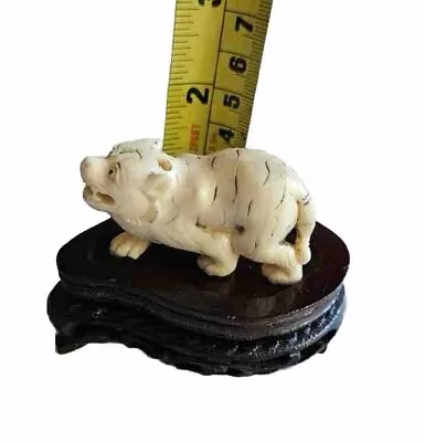 Vintage Stone Tiger Figure Figurine White Tiger Carved Stone Handmade • $44.99