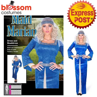 CA954 Blue Maid Marian Dress Up Game Of Thrones Deluxe Medieval Marion Costume • £23.72