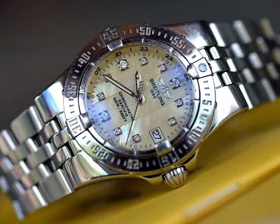 Breitling Starliner A71340 YELLOW MOP DIAMONDS Dial Watch Wristwatch BOX PAPERS • $2400