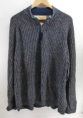 Cabelas Outfitter Series Mens 2XL Cable Knit 1/4 Zip Cotton Sweater Blue • $29.99