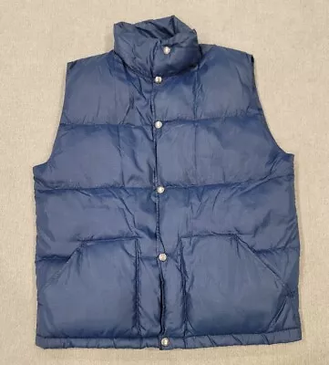 Vintage 70's The North Face Blue Goose Down Puffer Vest Size Mens Small USA Snap • $64.99