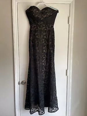 La Femme Prom Dress  Lacy Black With Tan Lining Size 8 • $99