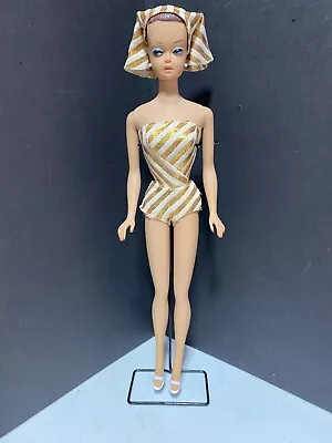 Vintage Fashion Queen Barbie With Original Swimsuit Turban Headband And Stand • $68