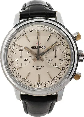 Vintage 37mm Helbros Invincible 17Jewel Men Chronograph Wristwatch Valjoux 7733 • $820