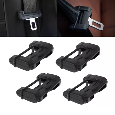 4pc Car Seat Safety Belt Buckle Clip Silicone Anti-Scratch Cover Black Universal • $12.89