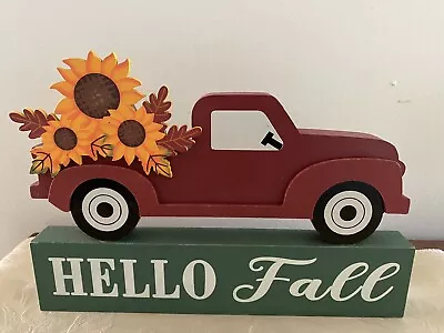 Vintage Red Wood Truck With Sunflowers Tabletop Home Decor  • $14.97