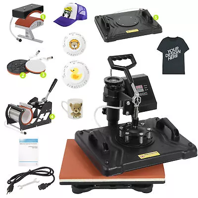 5 In 1 Heat Press Machine Digital Transfer Sublimation Mug Hat Plate Cap • $158.58