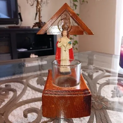 Vintage Wooden Altar Jesus Candle Holder Christ Religious Catholic - Made In USA • $9.95