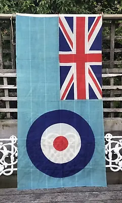 Large RAF Ensign Roundel Flag 6ft X 3ft Panel Sewn Probably WWII VVG Condition • £225