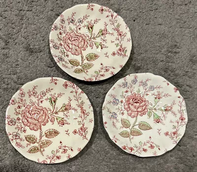 SET OF 3 Johnson Brothers 5 1/2   Rose Chintz Saucers England • $12