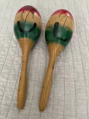 Vintage Wooden Maracas Pair From Mexico 90’s • $22