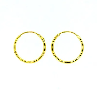 18ct Gold Plated Sterling Silver Hoop Earrings Hooped Sleeper 13mm 1.3cm  • £6.25