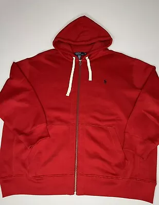 $138 Polo Ralph Lauren Mens Fleece Full Zip Hoodie Red B&T Size 3XB Stained • $35.99