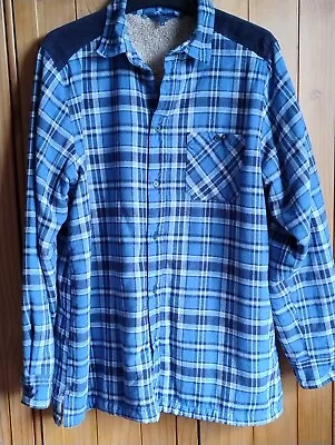 Cotton Traders Fleece Lined Lumberjack Shirt Jacket Blue Check Size M Unisex • £17.50