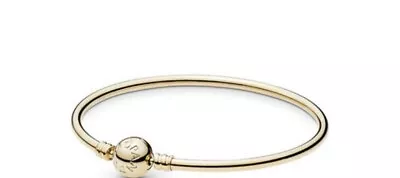 $1600 • Buy GENUINE PANDORA 14ct SOLID GOLD MOMENTS BANGLE 19CM
