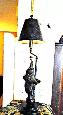 Antique Bronze Maitland Smith Whimsical Dancing Elephant Lamp • $895