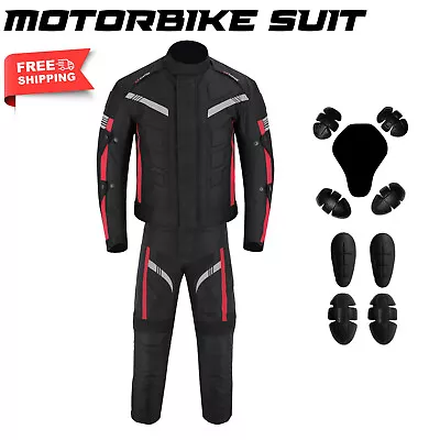 Motorcycle Waterproof Suit Motorbike Cordura Touring Jacket With Trouser Armour • $107.36