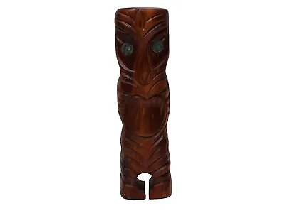 Vtg 6  Maori Carved Teak Wood Teko Teko Statue W/Paua Shell Eyes New Zealand • $14.39