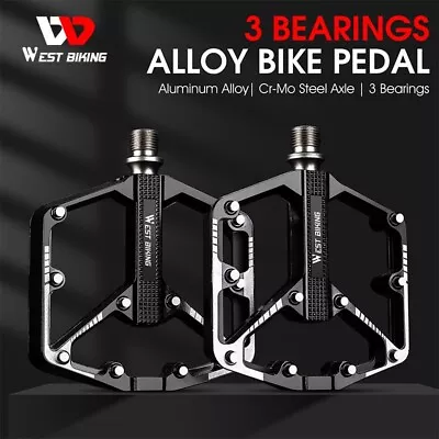 WEST BIKING 3 Sealed Bearing Bicycle Pedals Aluminum Alloy MTB Bike Pedals 9/16  • $25.19