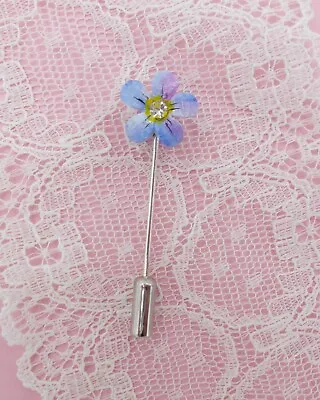 Tiny FORGET-ME-NOT PIN Floral Friendship Brooch Masonic Lapel Pin HAND PAINTED • $6.84