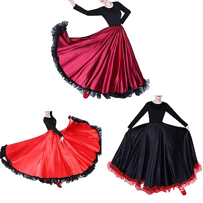 Womens Spanish Bull Dance Skirt Ruffled Flamenco Dance Mexican Folklorico Skirt • $30.99