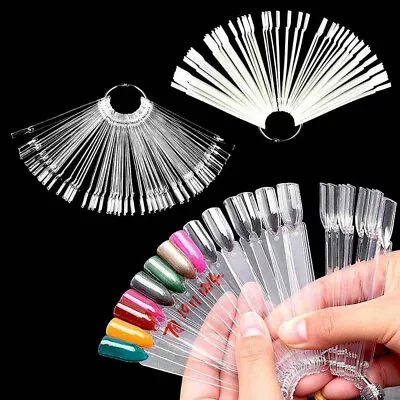 50 Display Nail Art Key Ring Wheel Fan Polish Practice Color Pop Tip Sticks • £1.49