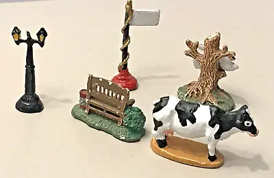 Miniature Vintage Cast Iron Figurines Cow Bench Flag Light Sign • $17.45