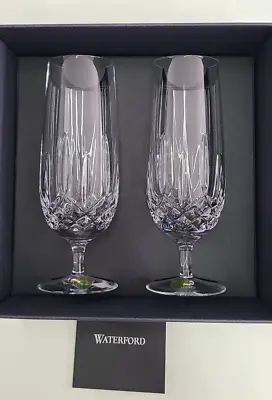 Waterford Lismore Nouveau Hurricane Glasses Set Of 2 Crystal Original Box • $190