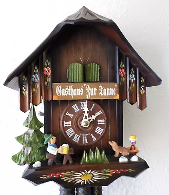 Wow Rare German Animated Gasthaus Zur Tonne 2 Tune Festival Chalet Cuckoo Clock! • $168.99