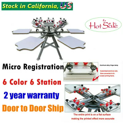 Micro Registration Manual 6 Color 6 Station Tshirt Screen Printing Press Machine • $1754.96