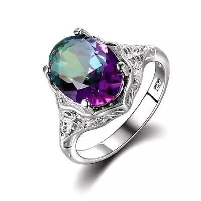 Genuine Rainbow Fire Mystic Topaz Ring 925 Sterling Silver Ring Fine Jewelry Rop • $8.60