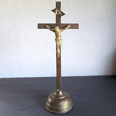 Vintage 11  Metal Stand-up Crucifix INRI Jesus On Cross. ZZ • $19.85