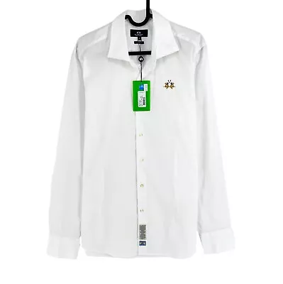 LA MARTINA White Poplin Slim Fit Shirt Size L • $45.74