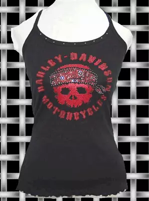 Harley Davidson  Ladies Rhinestone Skull Tank Top Shirt [new] • $24.99