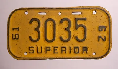 Vintage Wisconsin 1961-62 Superior Bicycle License Plate • $25.99
