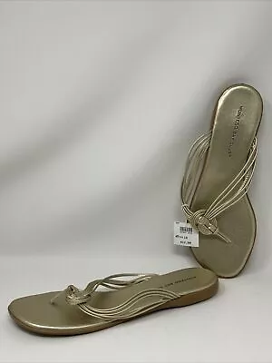 Montego Bay Club Thong Slip On Sandals Gold Metallic Flip Flops Size 10 Vegan • $8.28