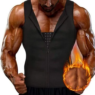 Men's Neoprene Tummy Control Body Shaper Sauna Sweat Tank Top Zipper Shapewear • $13.79