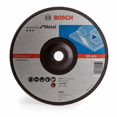 *LOW PRICE* BOSCH 2608603184 METAL GRINDING DISCS BLADES- 230mm X 6mm X 2223mm • £3.99