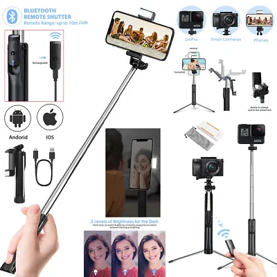 $24.97 • Buy Bluetooth Remote Selfie Stick Tripod LED Fill Light For IPhone 14 12 Samsung S22