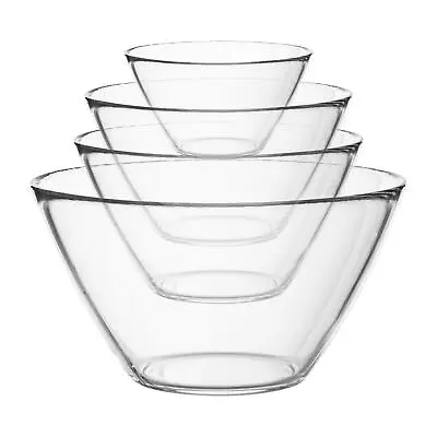 Bormioli Rocco 4 Piece Basic Glass Kitchen Mixing Bowl Set 4 Sizes Clear • £19