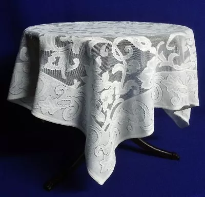 Quaker Lace Tablecloth Table Topper Paisley White 36  X 36  Cotton Blend  • $39