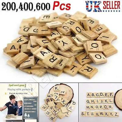 £3.99 • Buy 200/600x Pcs Wooden Scrabble Tiles Letters Numbers Blocks Crafts Wood Alphabets.