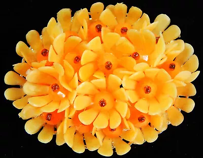 Vintage Flower Bouquet Brooch Pin Plastic Fantastic Orange Tangerine 2  Bohemian • $24.99