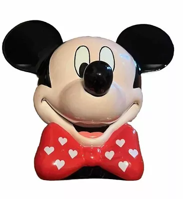 Disney Mickey Mouse Ceramic Head Vase Planter Bow Tie Teleflora Large PAINT LOSS • $14.92
