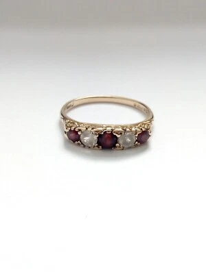 £84 • Buy Womens Vintage 9ct Gold Garnet And White Spinel Ring Size R 1/2 Hallmarked
