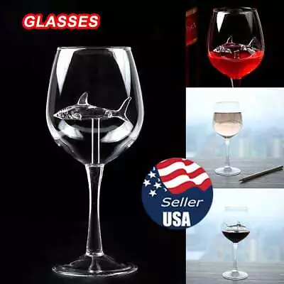 Shark Glass Metal Red Wine Glass Goblet Whiskey Cup Special Gift LQ • $10.99