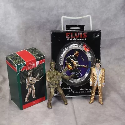 Elvis Presley Musical Ornament & EPE & Hallmark Gold Crown 1992 Lot Of 3 • $49.99