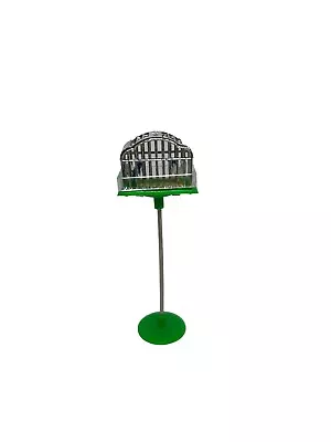 Vintage Free Standing Bird Cage Silver Green Two Birds Made In England • $24.95