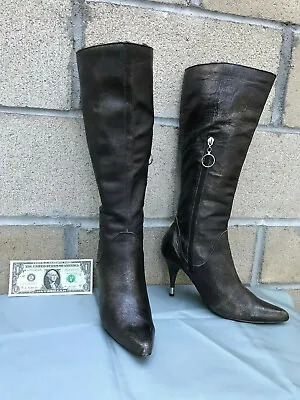 $37.99 • Buy Boots Stiletto Spike Heel Leather Glitter Nana® Sparkle Chic Zip Sexy Vintage 7